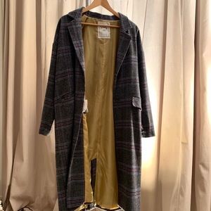 Japanese designer overcoat top coat plaid